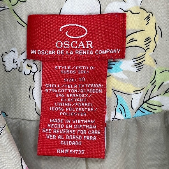 O Oscar De Le Renta Floral Collared Jacket Cream Multi Sz 10 - Picture 5 of 8